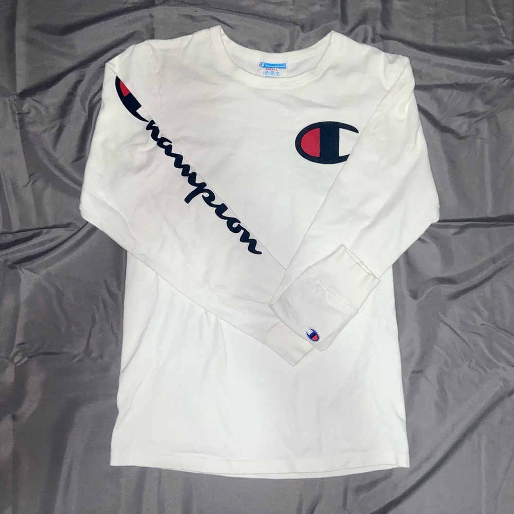 Champion Logo White Long Sleeve Shirt Men
